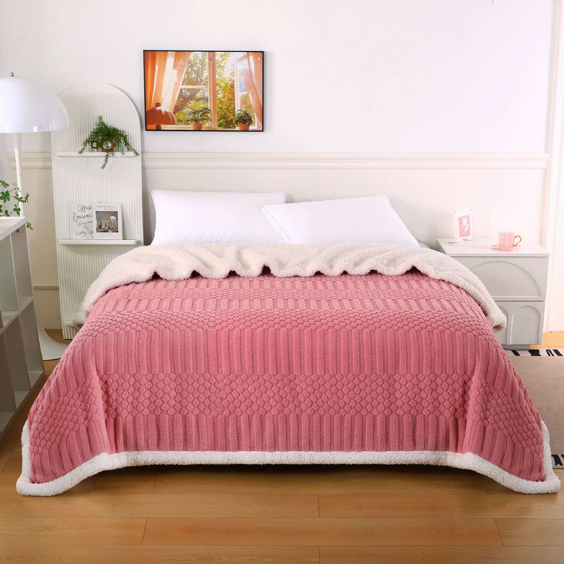 2024 nueva manta de terciopelo de doble capa de jacquard de punto, lana de cordero, sofá grueso, manta, edredón de invierno al por mayor