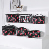 Polyurethane waterproof cosmetic bag, storage system for traveling, black set, simple and elegant design