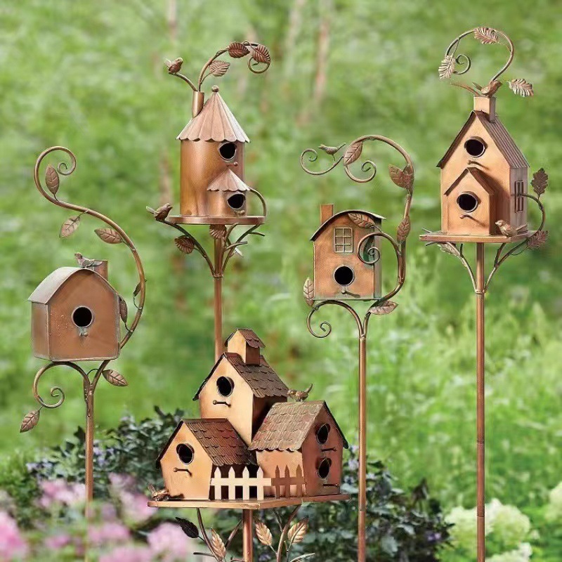 国境を越えた鳥小屋ブラケット金属装飾品屋外鳥の巣鳥小屋庭の装飾金属工芸品の装飾品|undefined