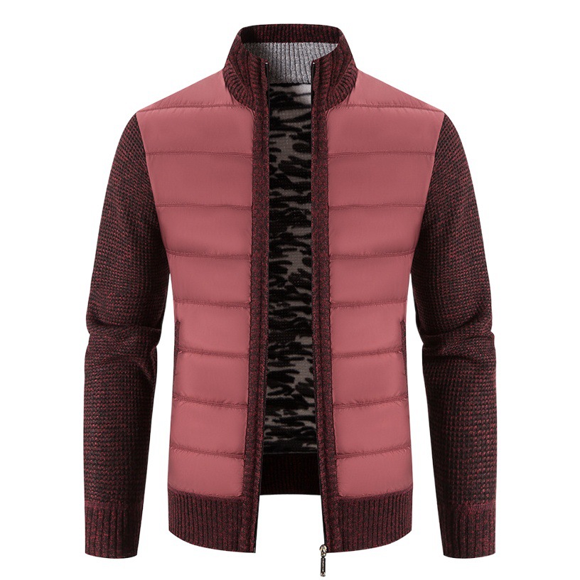Cross-Border Men's stand collar sweater coat fleece-lined thickened outer wear loose sweater cardigan winter cardigan sweater