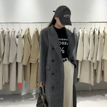 韩版双面羊绒大衣女中长款秋冬新款高级感西装显瘦双排扣羊毛外套