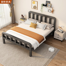 家用铁艺床卧室可调节双人床简易小户型铁架床出租屋单人床批发