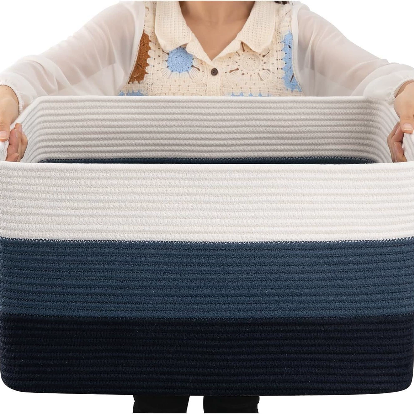 Rectangular storage system, woven square storage basket, laundry basket, toy