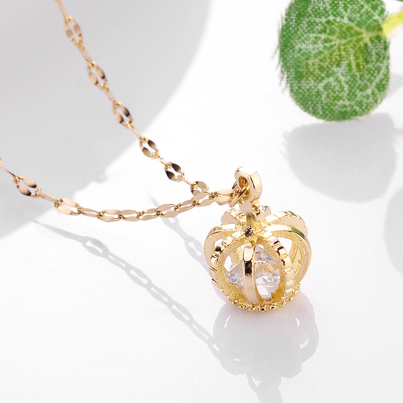 Kupfer Anhänger Rose Gold Kleine Krone Halskette Weibliche Ins Beliebte Net Rot Schlüsselbein Kette Kalten Stil Einfache Anhänger Zubehör_voghion.com