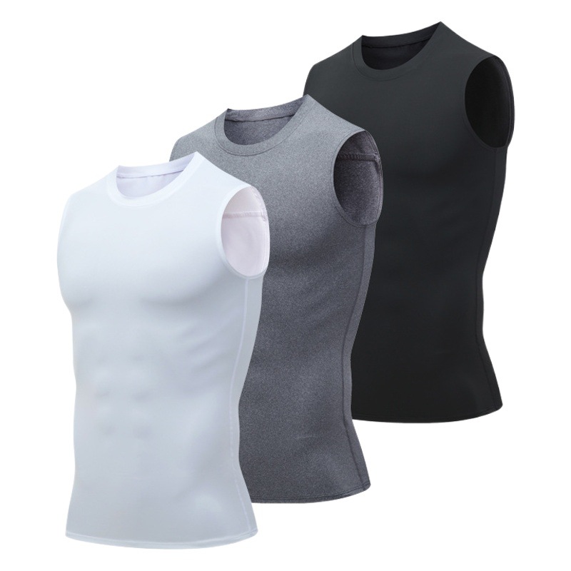 Quick-Drying Sports Vest Men's Basketball Fitness Vest Trendy Brand Sleeveless Shirt Summer Casual Sweat-Absorbent Solid Color Sportswear