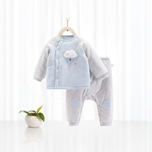宝宝棉衣套装保暖加厚两件套冬季夹棉棉袄秋冬装婴儿棉服