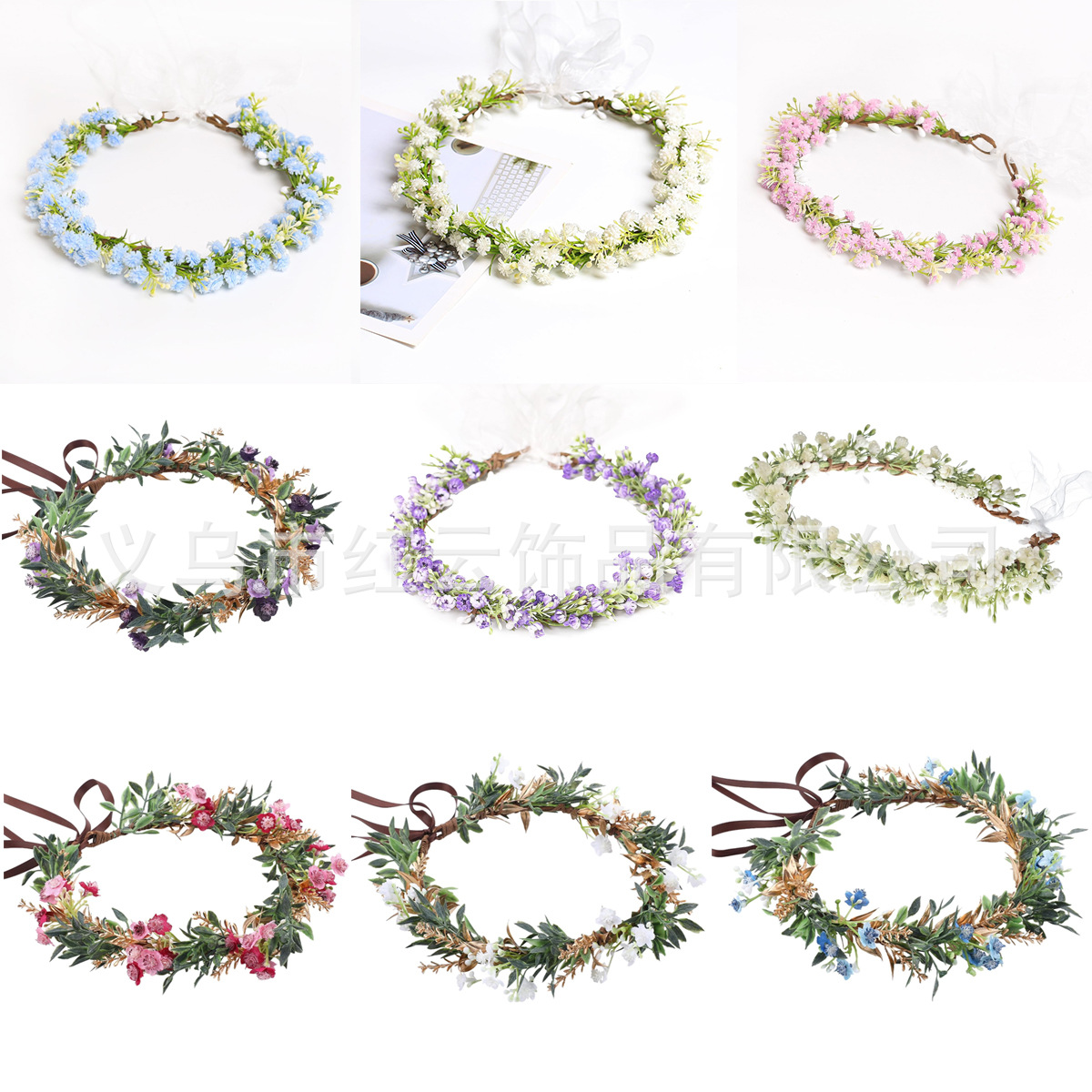 Amazon's best-selling artificial baby's breath wreath headpiece for women and children, suitable for scenic areas and pastoral photo shoots, wholesale