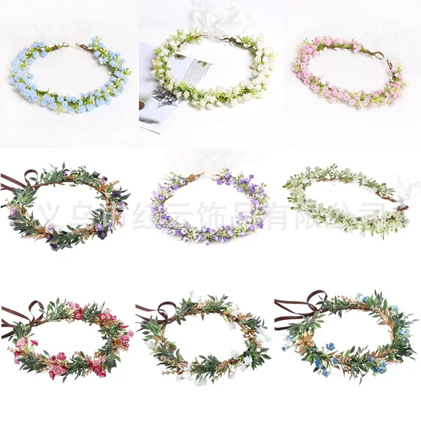 Amazon's best-selling artificial baby's breath wreath headpiece for women and children, suitable for scenic areas and pastoral photo shoots, wholesale
