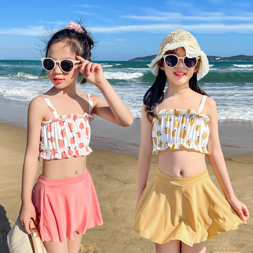 Children's swimwear set, separate two-piece for girls,  new cute polka dot swimsuit for little girls, medium and small children, vacation swimwear