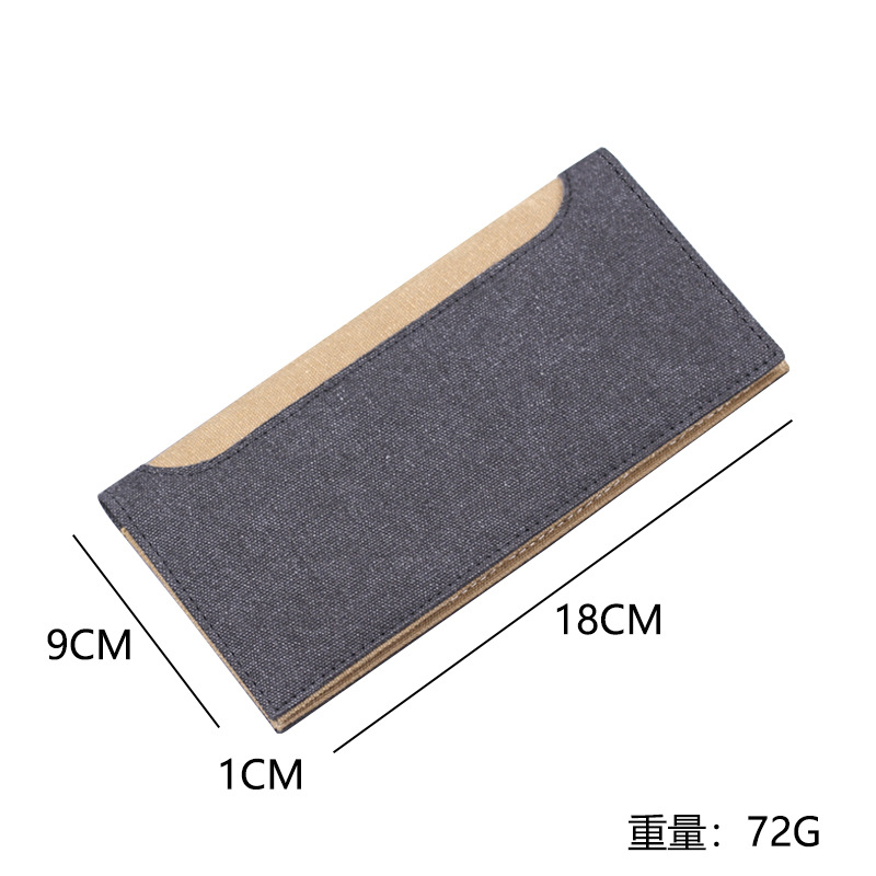 Cartera larga para hombres, lienzo, cartera de denim para hombres, bolso de traje delgado, bolso de tarjetas para hombres, cartera de 12 tarjetas.