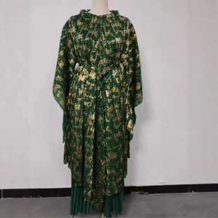 African Cross-Border Pleated Plus Size Women's Fashion Casual Suit European and American Foreign Trade Printed Irregular Loose Two-Piece Set
