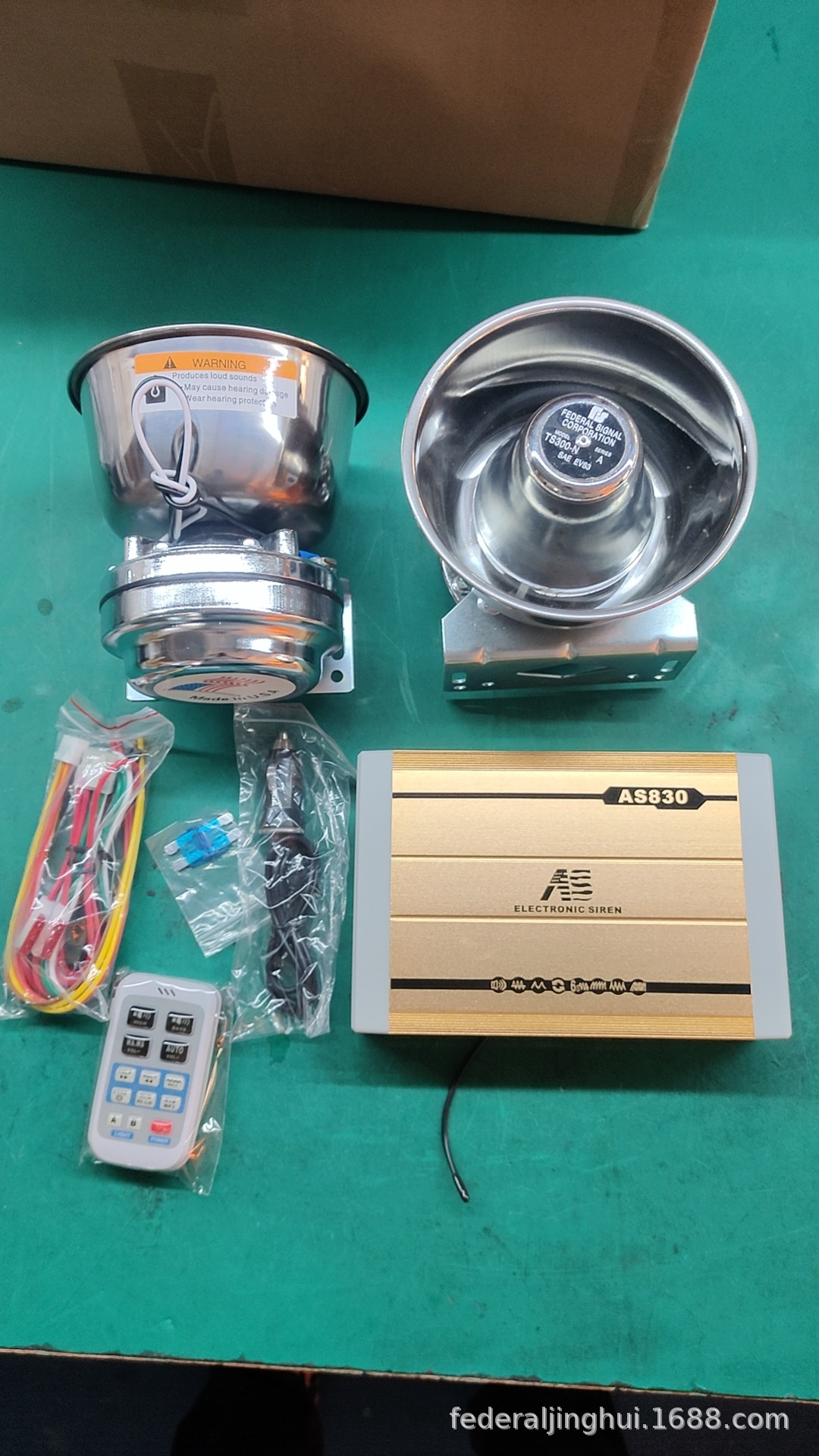 Wireless alarm 400W high-power loudspeaker car siren high-pitched horn AS830NG+ with heat dissipation round mouth speaker