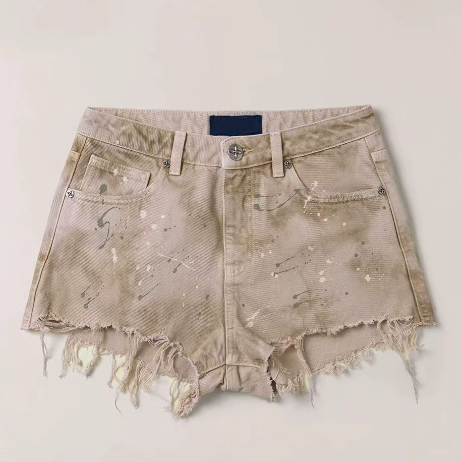 Шорты SK Wild Continental из денима, средне-низкая талия, ручная отделка, ретро стиль