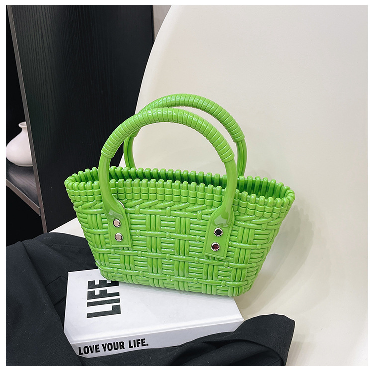 2025 New trendy and versatile crossbody mini vegetable basket jelly bag, fashionable hand-held woven bag, mini tote women's bag undefined