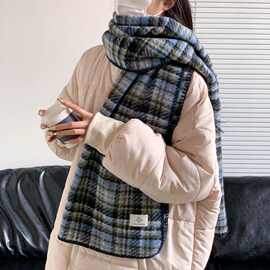 新款韩版格子围巾女秋冬季情侣保暖百搭氛围感披肩围脖加厚围脖