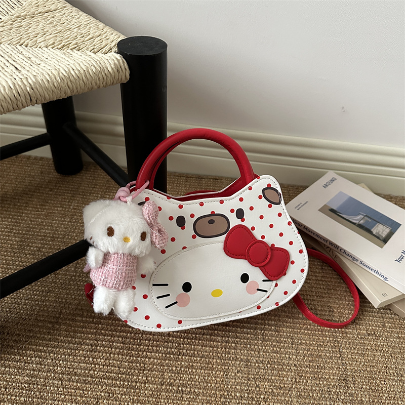 Summer Cute Cat Handbag Girls Birthday Gift 2026 New Polka Dot Shoulder Crossbody Bag