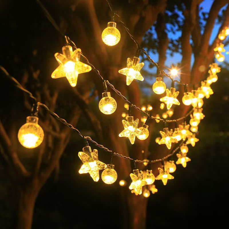 Transfronterizos LED cadena de luz ambiente de patio luz de Navidad lámpara de decoración al aire libre lámpara solar impermeable colgar árbol lámpara de color