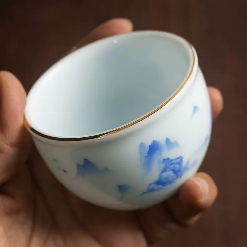 羊脂玉德化白瓷功夫茶杯个人茶具主人单杯陶瓷家用品茗杯套装茶杯