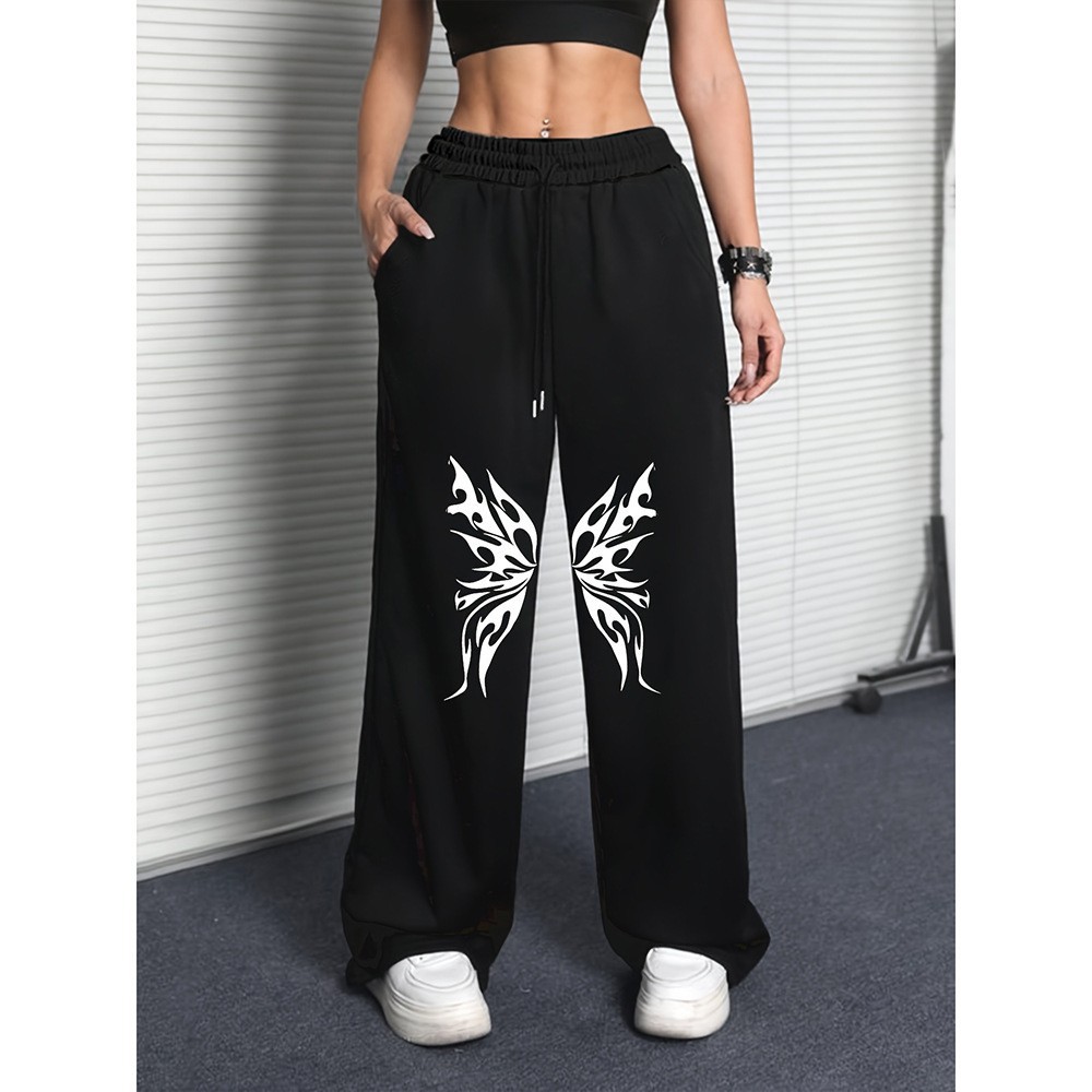 Unisex Fleece-Lined Wide-Leg Pants With Custom Logo Print – Trendy Drawstring Joggers, Loose Fit, Warm & Stylish, S-XXXL (Black/Grey/Blue/Red/White)_viptrois.com