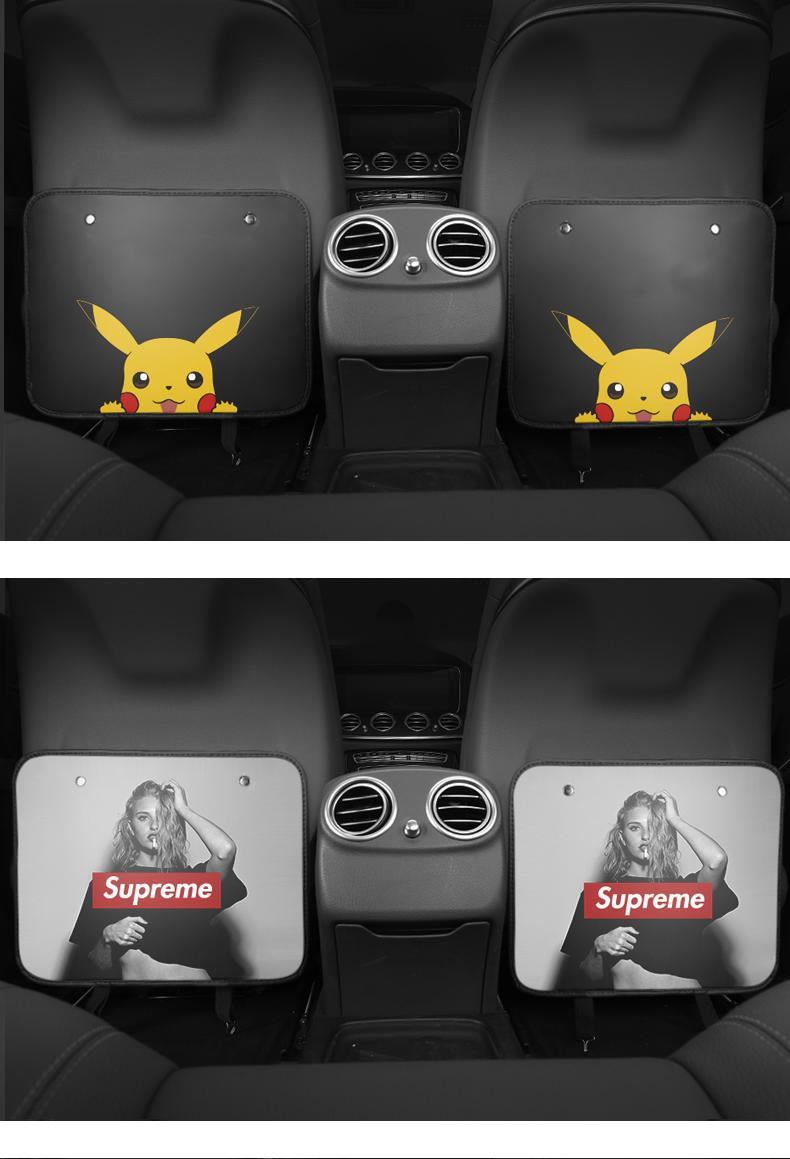 Car Seat Back Storage Bag Rear Seat Anti-kick Pad Protective Pad Back Hanging Bag Storage Bag Box Cartoon Pikachu