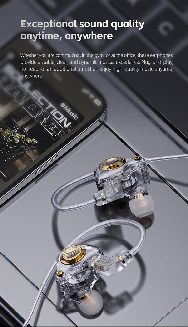 QKZ AK6 Glückliche Heavy Bass HIFI Kopfhörer Abnehmbare Kopfhörer Drei-Geschwindigkeit Einstellung Mobiltelefon Sport Kopfhörer