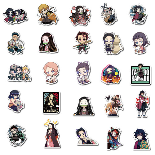 50 New Japanese Anime Demon Slayer Sticker Decals for Luggage Laptop Guitar Waterproof Sticker