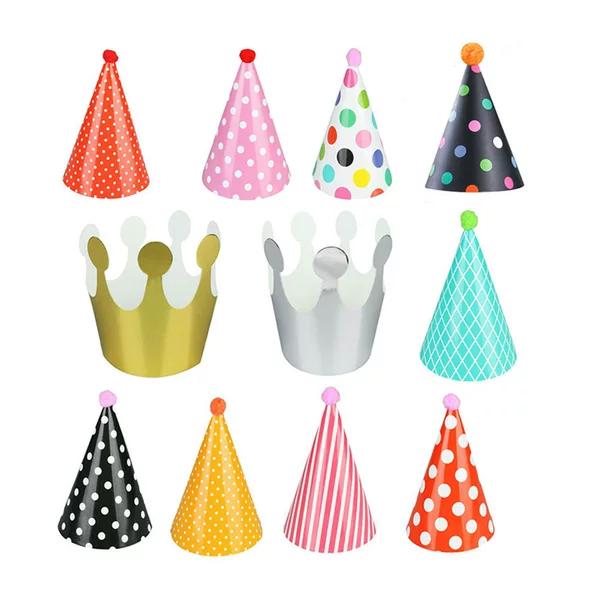 Internet Celebrity DIY 11-Piece Set of Kidsren's Birthday Party Decoration Crown Fur Ball Birthday Hat Birthday Party Triangle Hat