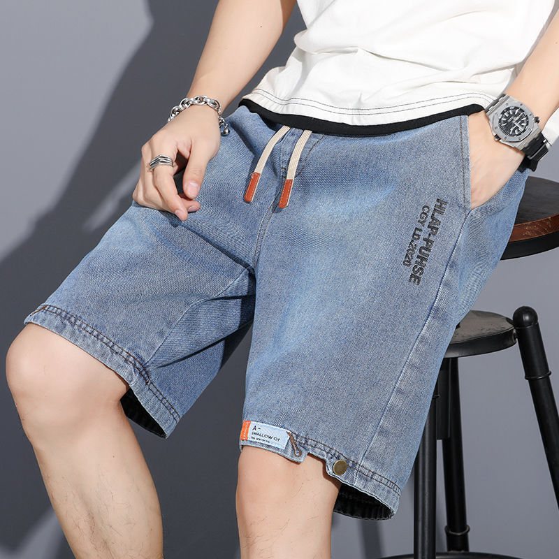 Jeans shorts für Männer, Hongkonger Stil, trend ige Marke, lose Retro-All-Match-Hosen mit geradem Bein, trend ige hübsche kurze Hosen, dünne Sommer modelle