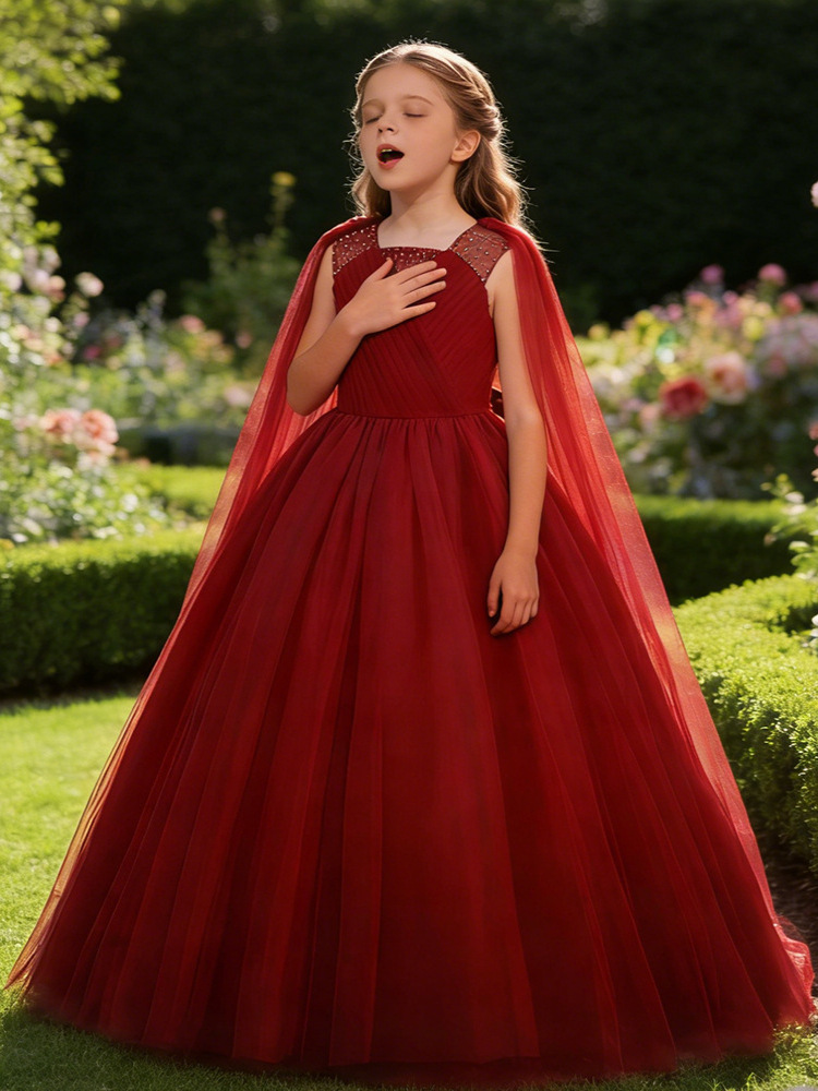 Transfronterizo vestido largo para niños anfitriones de piano espectáculo de baile vestido de baile de chicas vestido de noche