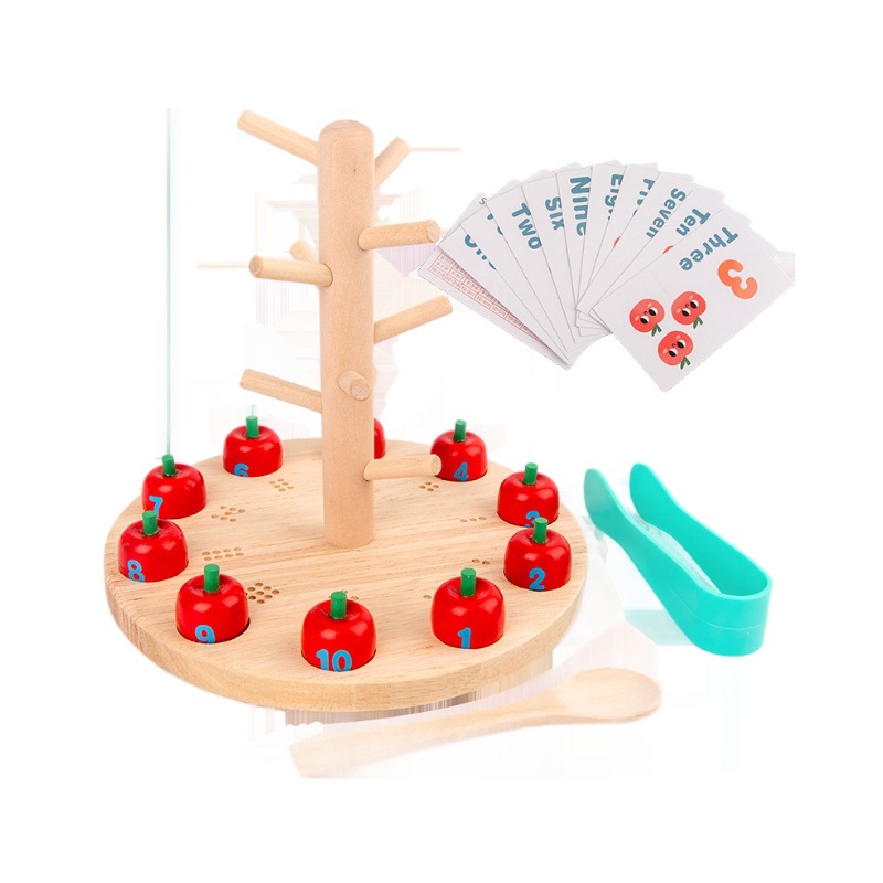 나무 사과 따기 게임 가르치는 보조 디지털인지 조기 교육 장난감 운동  의 손 좋은 움직임 3-6 세