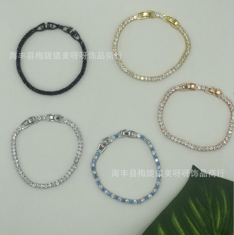 Shijia Tennis Single Diamond Dazzling Crystal Bracelet, Simple and Versatile Row of Diamond Bangles, Available in Multiple Colors, Direct from the Manufacturer