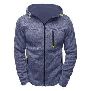 New, men's sports leisure jacquard sweater fleece cardigan hooded coat Amazon 1