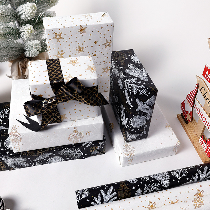 Transfronterizo Amazon nuevo papel de embalaje de regalos de Navidad espuma de oro barrido papel de embalaje de cajas de regalo al por mayor
