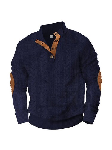 Bestselling Autumn/Winter European Men's Outdoor Casual Stand Collar Long Sleeve Embroidered Knit Hoodie Trend