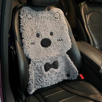 Seat cushion, seat cover: Seat Cover 25 New Cartoon - winter-plush-west-highland-cute-puppy-gray-backrest-single-no-specifications