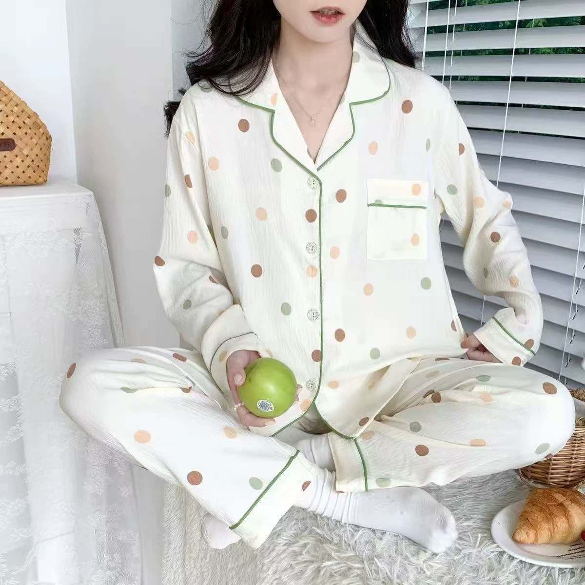 Autumn Cartoon Pajama Set — Long-Sleeve Top, Trousers & Cardigan, Sizes M–XXL, Multi-Color