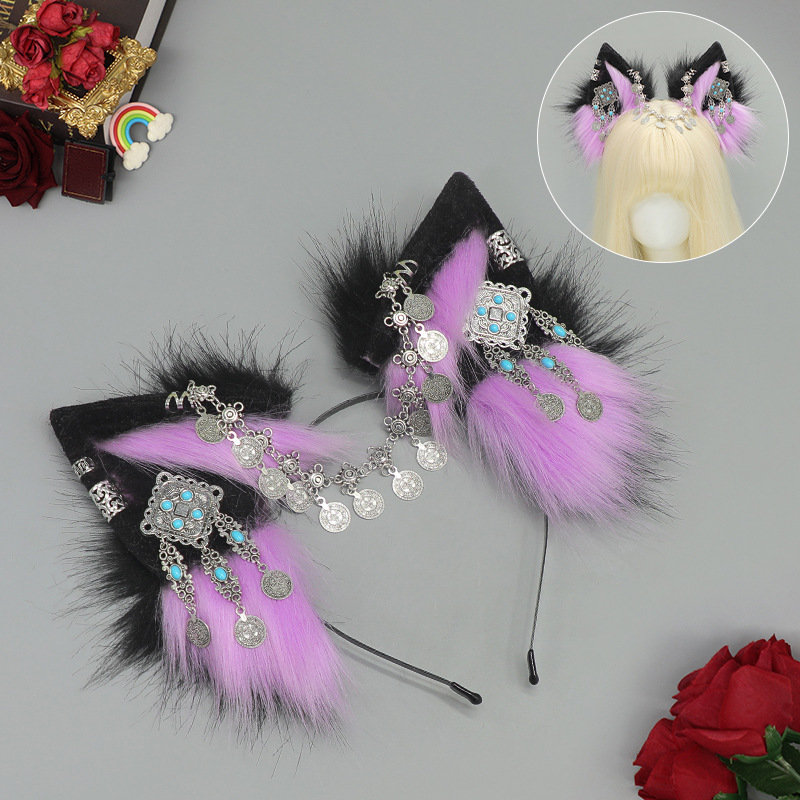 Hecho a mano de peluche lindo bestia oído Cosplay comic show punk diadema chica caliente tocado estilo europeo y americano accesorios para el cabello