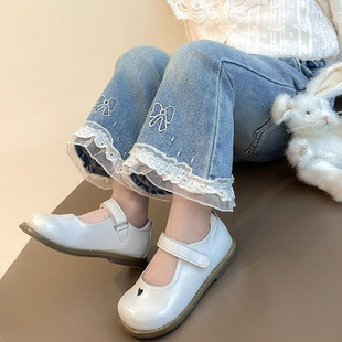 New Girls' Jeans Spring and Autumn Spring Embroidered Flared Pants All-match Children's Baby's Western Style Trendy Pants