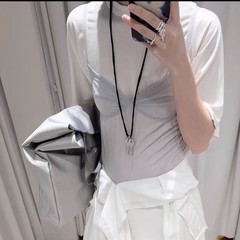夏季新款双钥匙项链气质高级感真丝吊坠个性小众设计款长项链女