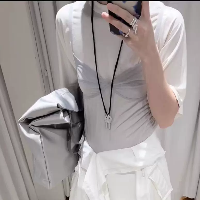 夏季新款双钥匙项链气质高级感真丝吊坠个性小众设计款长项链女