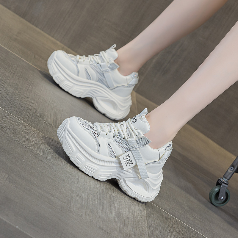 Giày sneaker chunky nữ đế dày độn cao bên trong phong cách thời trang mạng mới hè 2026 — M2831 màu tím, M2831 bạc, M 2831m màu