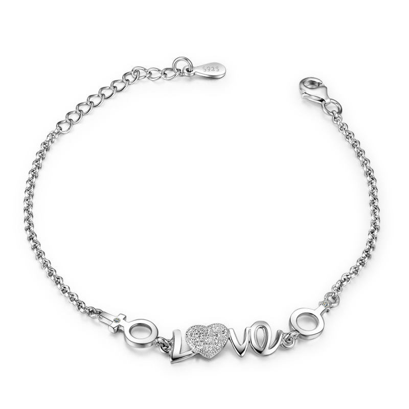 S925 plata esterlina Inglés AMOR pulsera mujer versión coreana simple nicho de diseño pulsera de plata moda joyas de mano versátiles