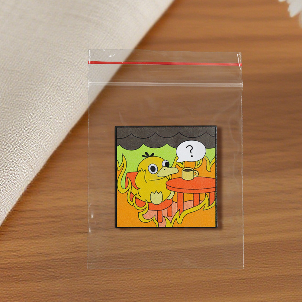 Cute Duck Anime Brooch House on Fire Enamel Pin Confused Animal Badge Accessories Gift for Friends