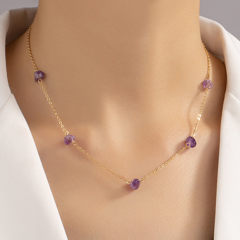 Ethnic style retro stone necklace hip-hop clavicle chain female wholesale