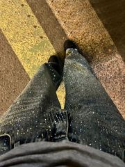 重工流星雨烫钻阔腿牛仔裤女秋季高腰显瘦垂感直筒宽松拖地裤