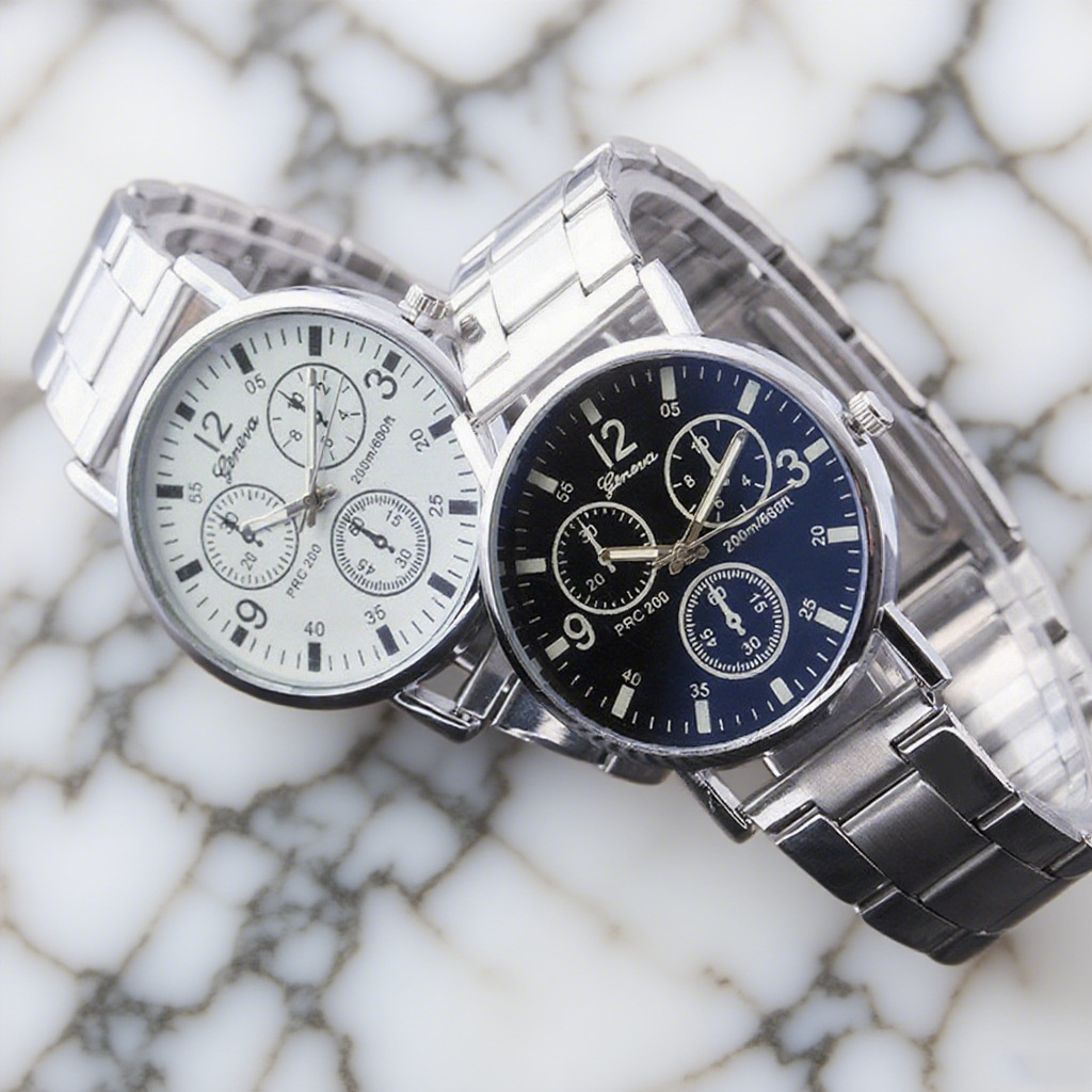 Factory Direct Sales Men's Watch Fake Three-Eye Strap Large Dial Workplace Commuting Glass Quartz Watch Men's Watch in Stock