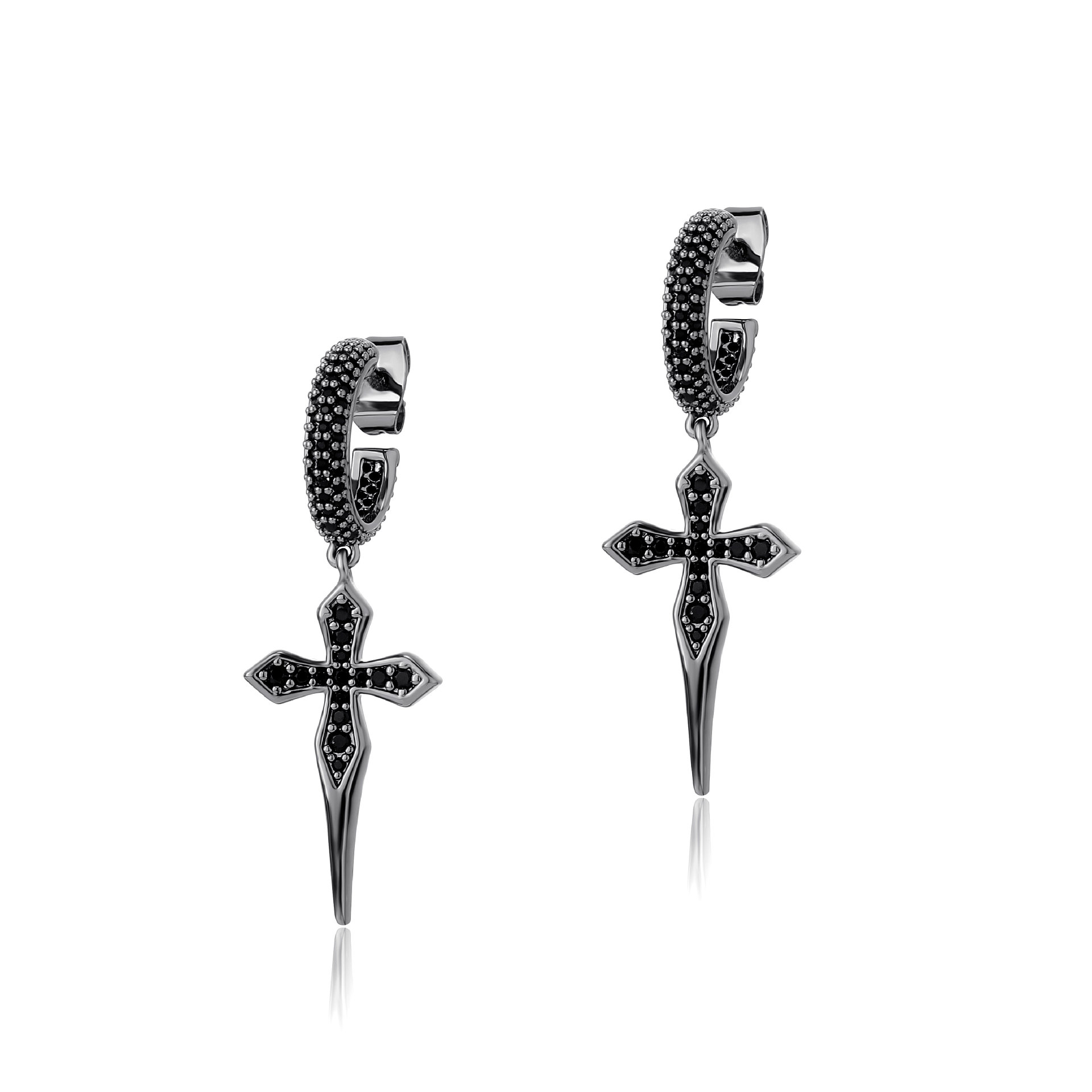 Cross earrings (gun black)