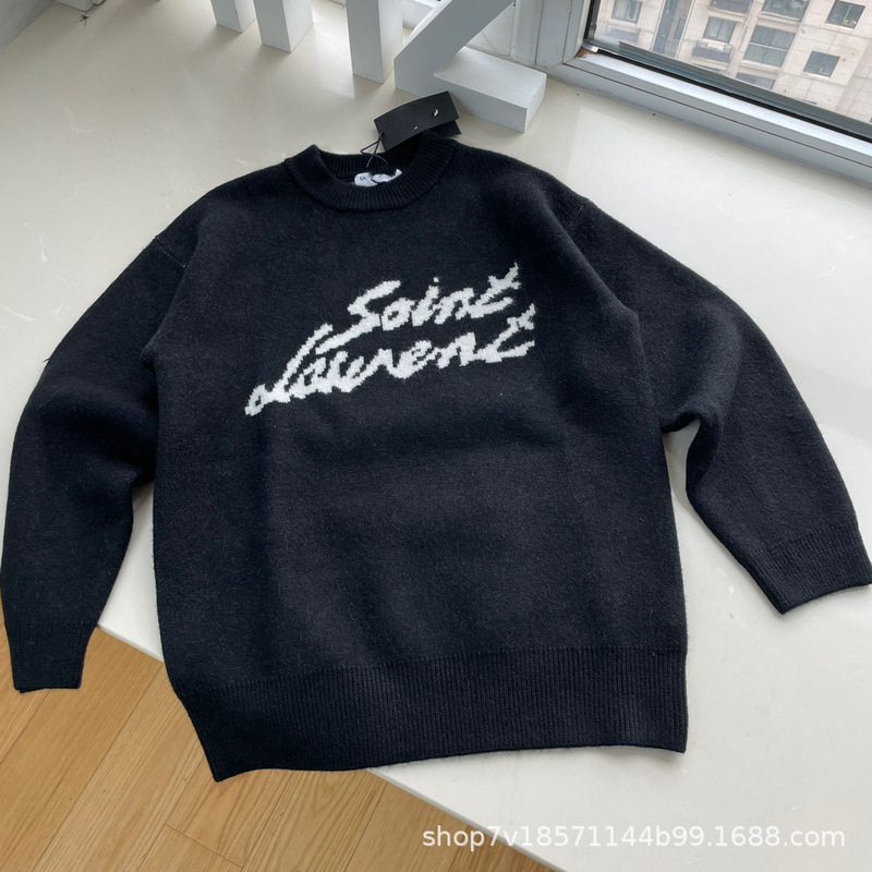Authentic High-End Version Trendy Brand Ys Autumn and Winter New Mohair Crew Neck Sweater Unisex Wool Cross-Border In-Stock
