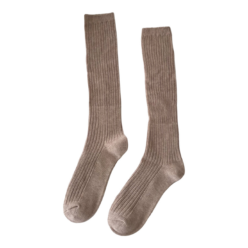 Otoño e Invierno Maillard línea gruesa calcetines de pantorrilla absorbentes de sudor diseño de nicho sentido americano japonés retro medias Calcetines de rodilla