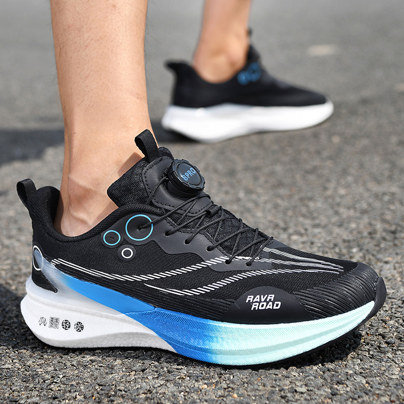 Zapatos para correr con tabla de carbono para estudiantes de primaria y secundaria, zapatos deportivos con hebilla giratoria de suela realmente explosiva, clases de educación física, zapatos ligeros para niños, primavera y verano